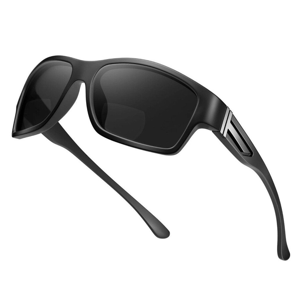 SKYFUEN Men's Bifocal Polarized Sunglasses TR90 Wrap Around +1.50